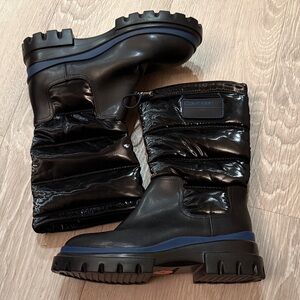 Waterproof Calvin Klein Glossy Black and Navy Snow Boots / Rain Boots
